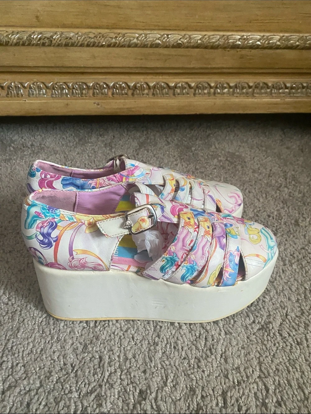 Iron Fist My little pony Multi-Color Printed platform sandals size 6 US